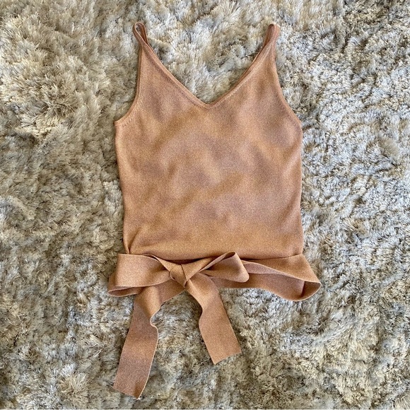 Express Pink Shimmer Sleeveless Top with Tie Size Small - Picture 3 of 7